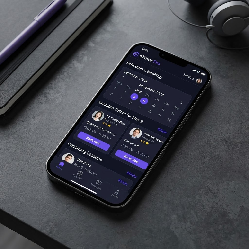 eTutor Pro app mockup